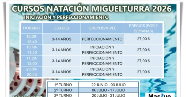 Cursos de Natación 2026: ¡Sumérgete en Miguelturra!