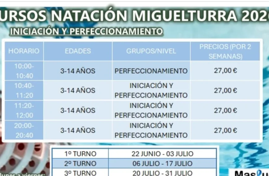Cursos de Natación 2026: ¡Sumérgete en Miguelturra!