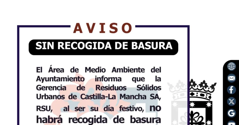 Suspensión del Servicio de Basura en Miguelturra por Festividad Local el 22 de Agosto