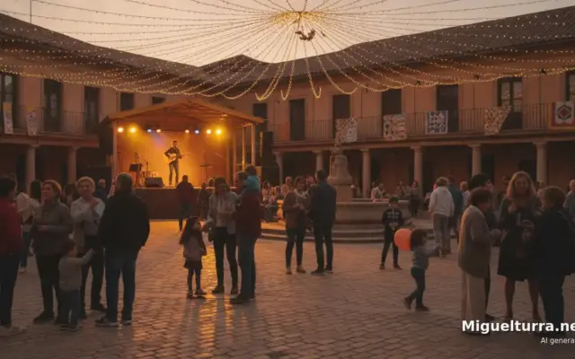 Ambiente festivo en una plaza de Miguelturra durante las Ferias y Fiestas Patronales