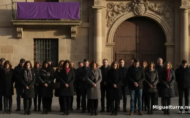 Concentracion silenciosa frente al Ayuntamiento de Miguelturra en repulsa por la violencia de genero