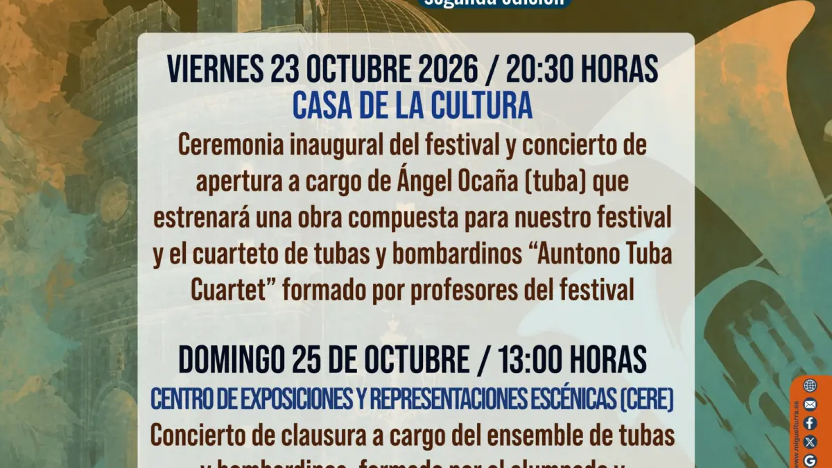 Cartel de la segunda edición del Festival A Un Tono: Musicturra, de tubas y bombardinos, en Miguelturra