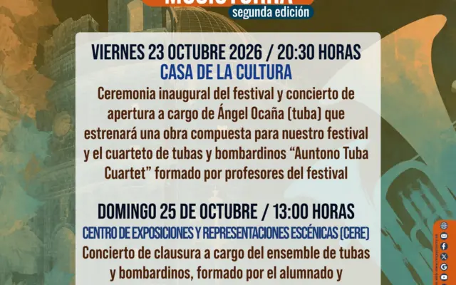 Cartel de la segunda edición del Festival A Un Tono: Musicturra, de tubas y bombardinos, en Miguelturra