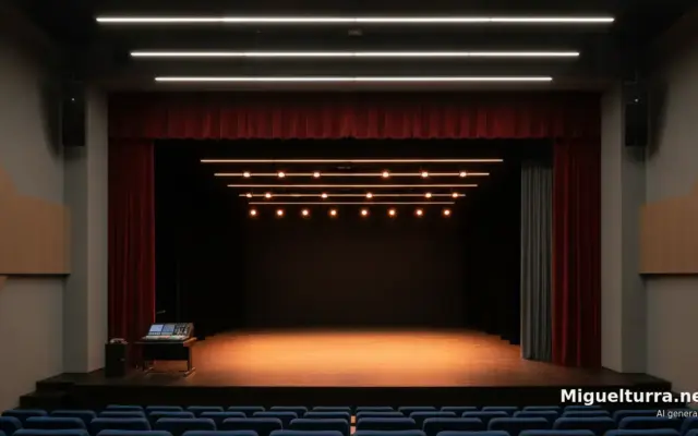 Escenario renovado de la Casa de la Cultura de Miguelturra con nueva iluminación escénica