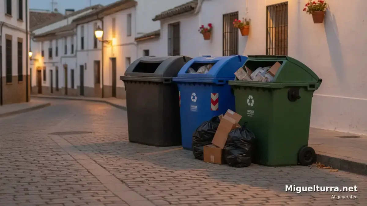 Contenedores de basura en una calle de Miguelturra